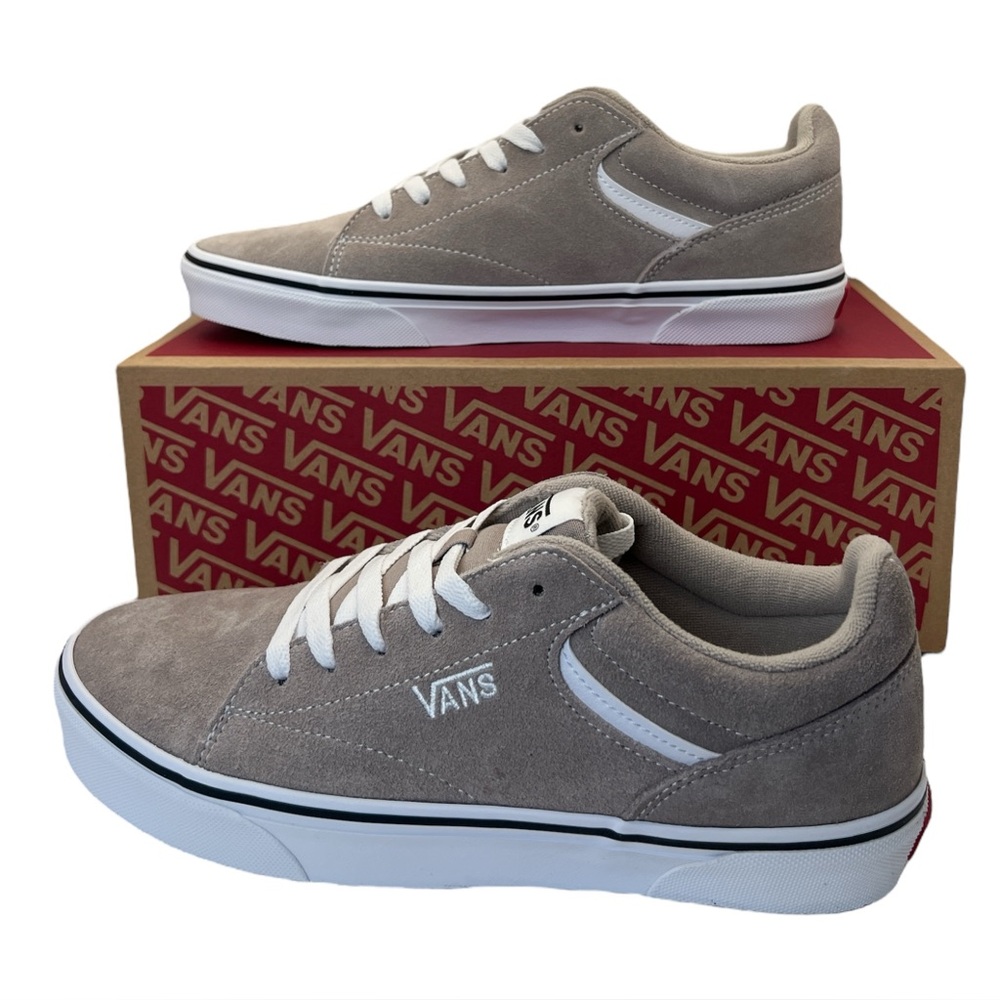 Vans Seldan Men's‎ Suede Lace-Up Vulcanized Sole Shoes Atmosphere White Size 9.5